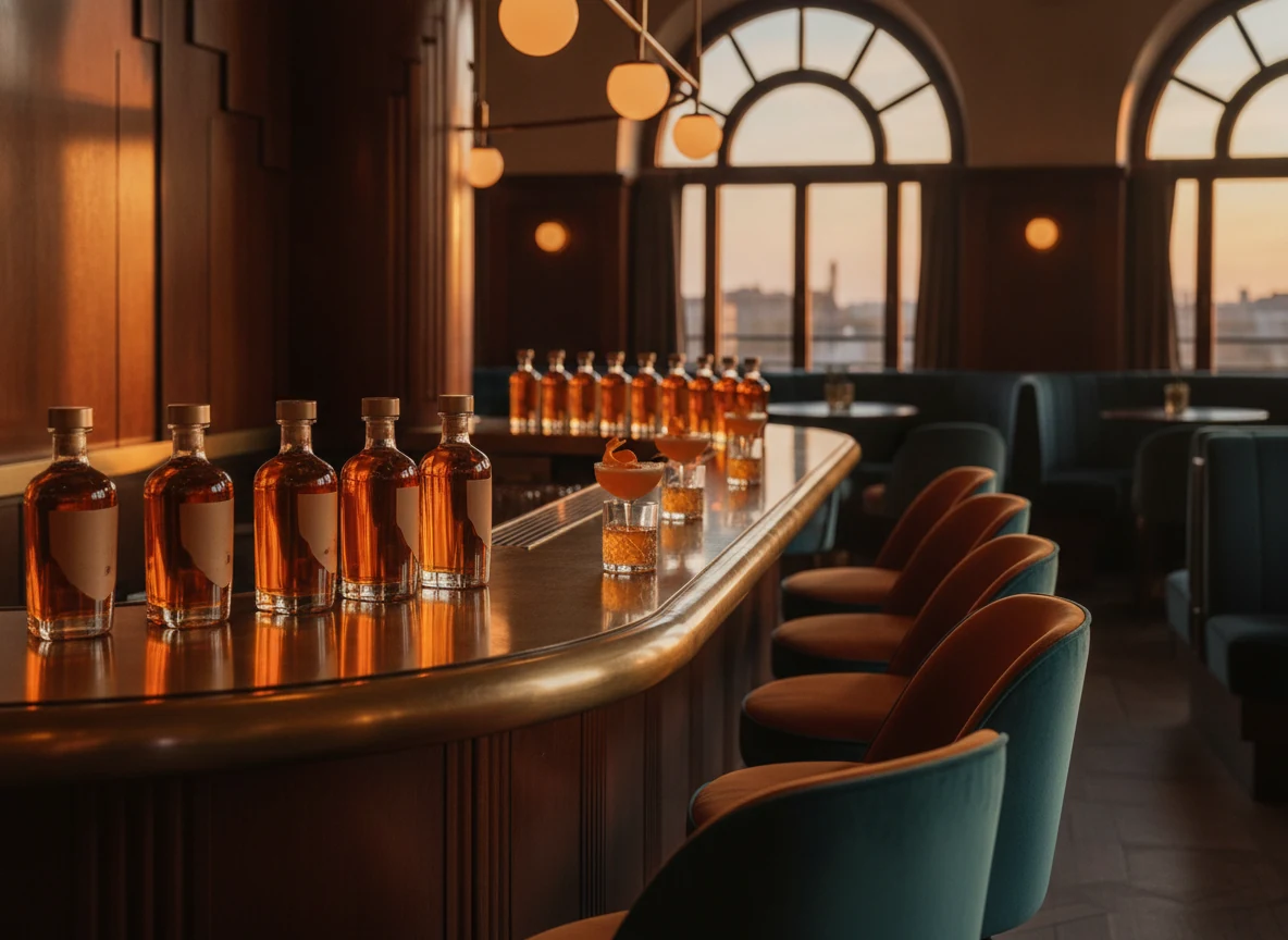 Bar art déco z whisky