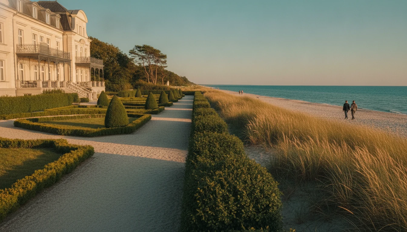 Gardens and façade of Sofitel Grand Sopot facing the Baltic